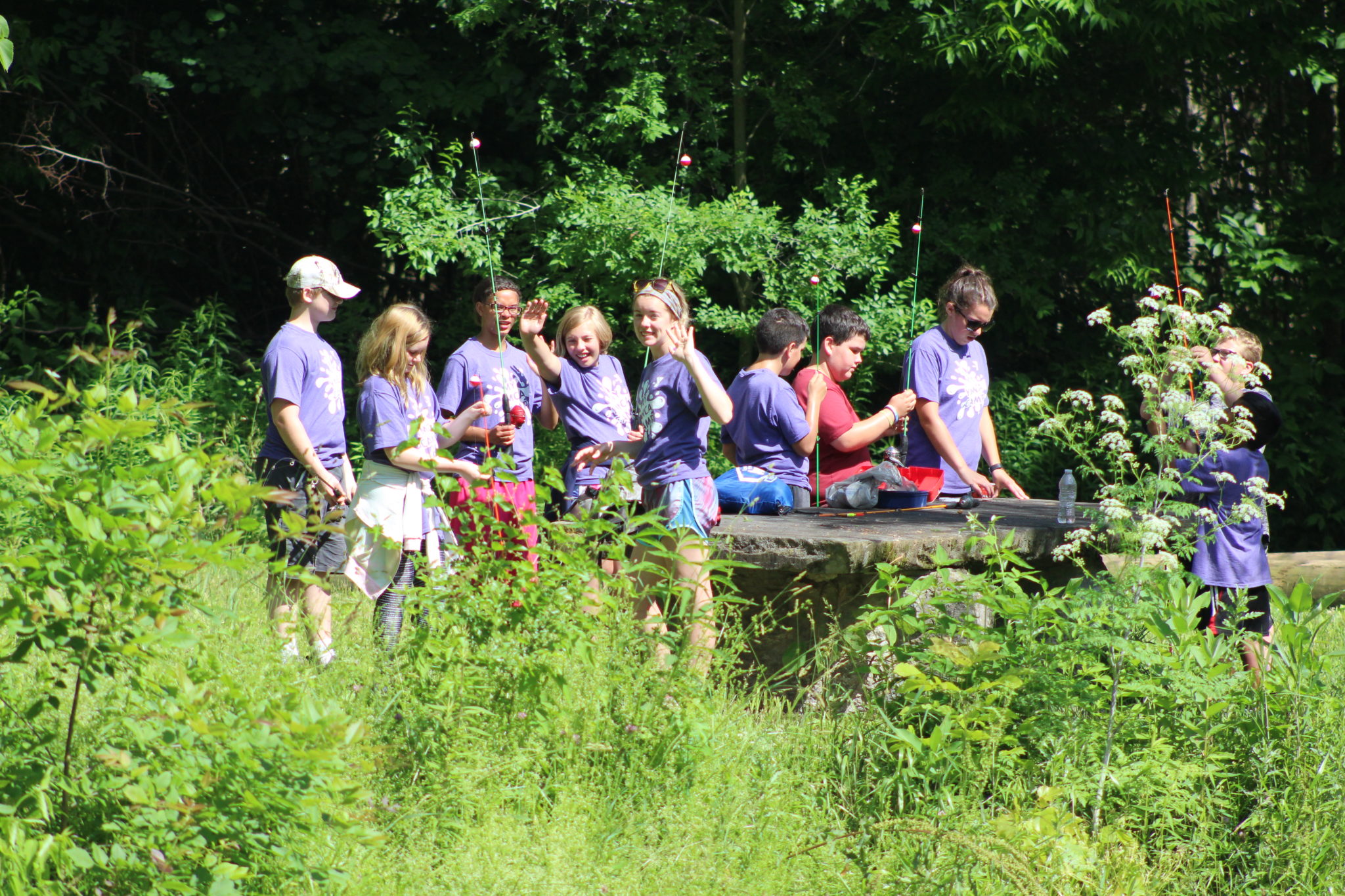 Kids fishing at Camp Yale